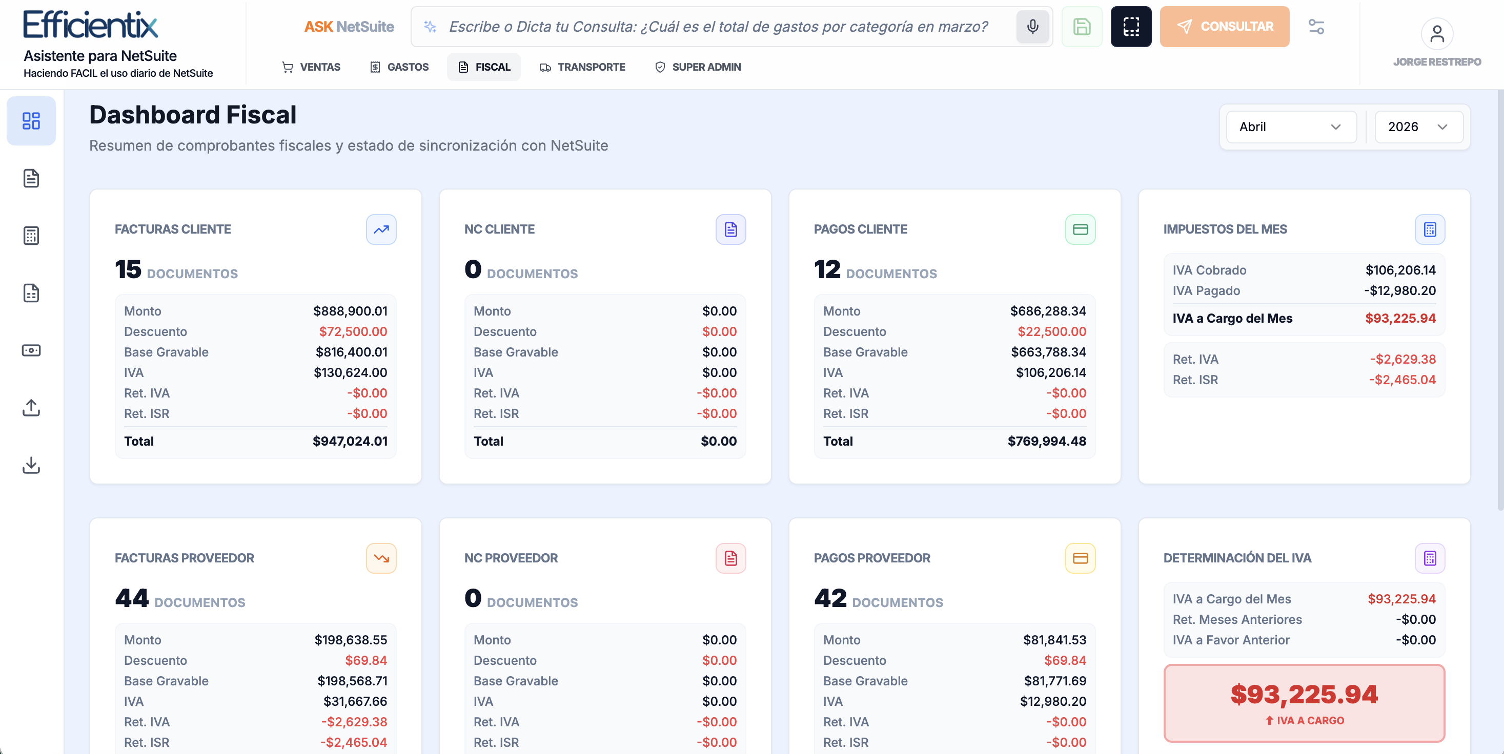Tax dashboard